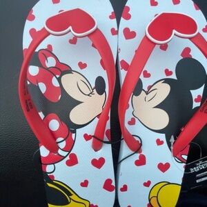 Disney Red and White Mickey & Minnie Flip Flops,women’s flip flops.